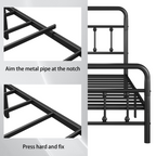Metal Full Size Bed Frame with Headboard and Under Bed Storage