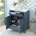 Bathroom Vanity With Sink Storage Cabinet - Blue
