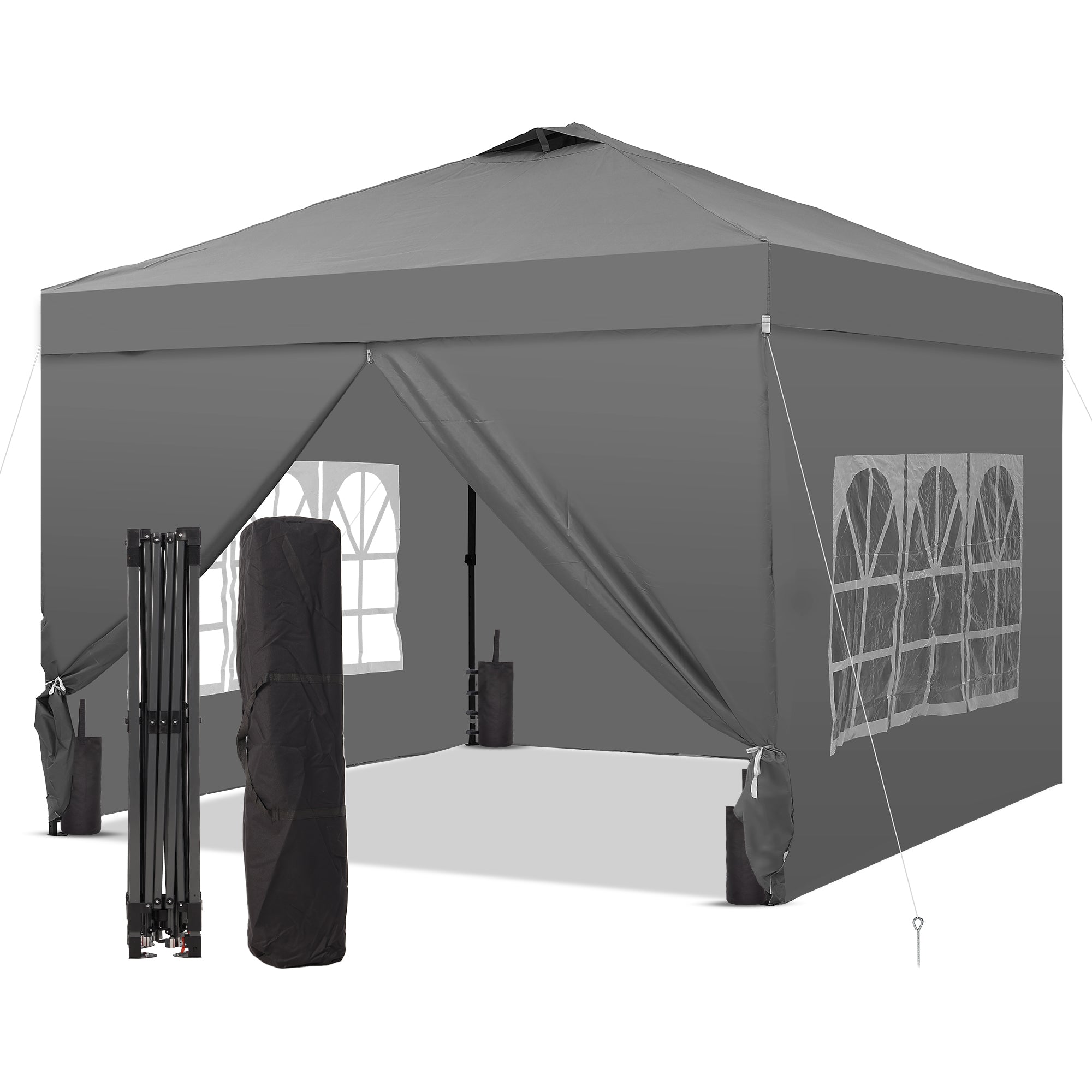 Ainfox 12x12 Pop up Canopy Tent with One Push Setup and Sidewalls,Instant Outdoor Shade Gazebos with Weighted Sandbags