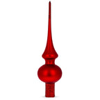 Matte Red with Sparkling Top Glass Christmas Tree Topper 11 Inches