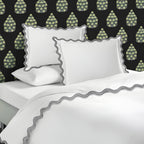 400TC Cotton Sateen Triple Scallop Embroidery Duvet Cover Set