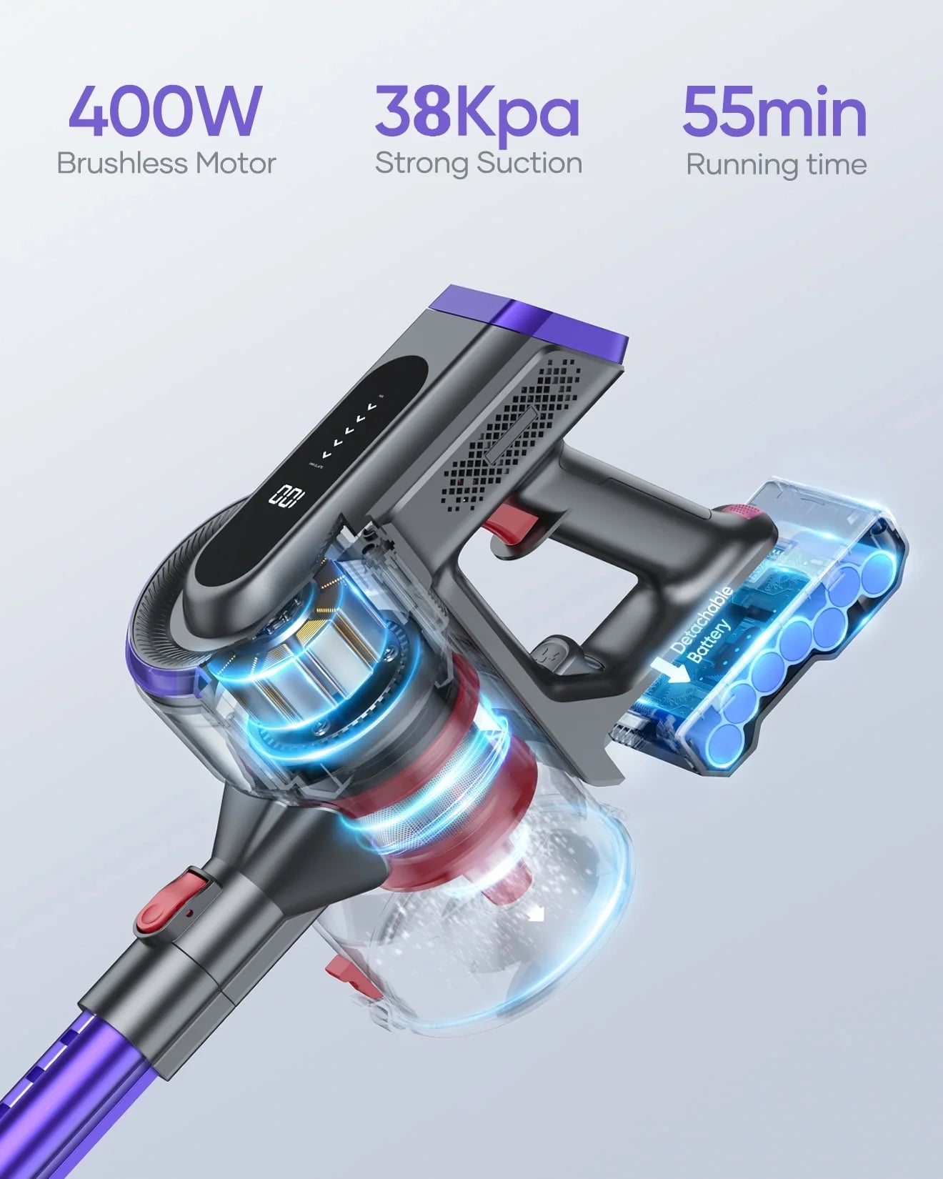 Buture JR400 Cordless Vacuum Cleaner | 400W 38KPA