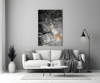 Charcoal Black Gold Ink Glass Wall Art