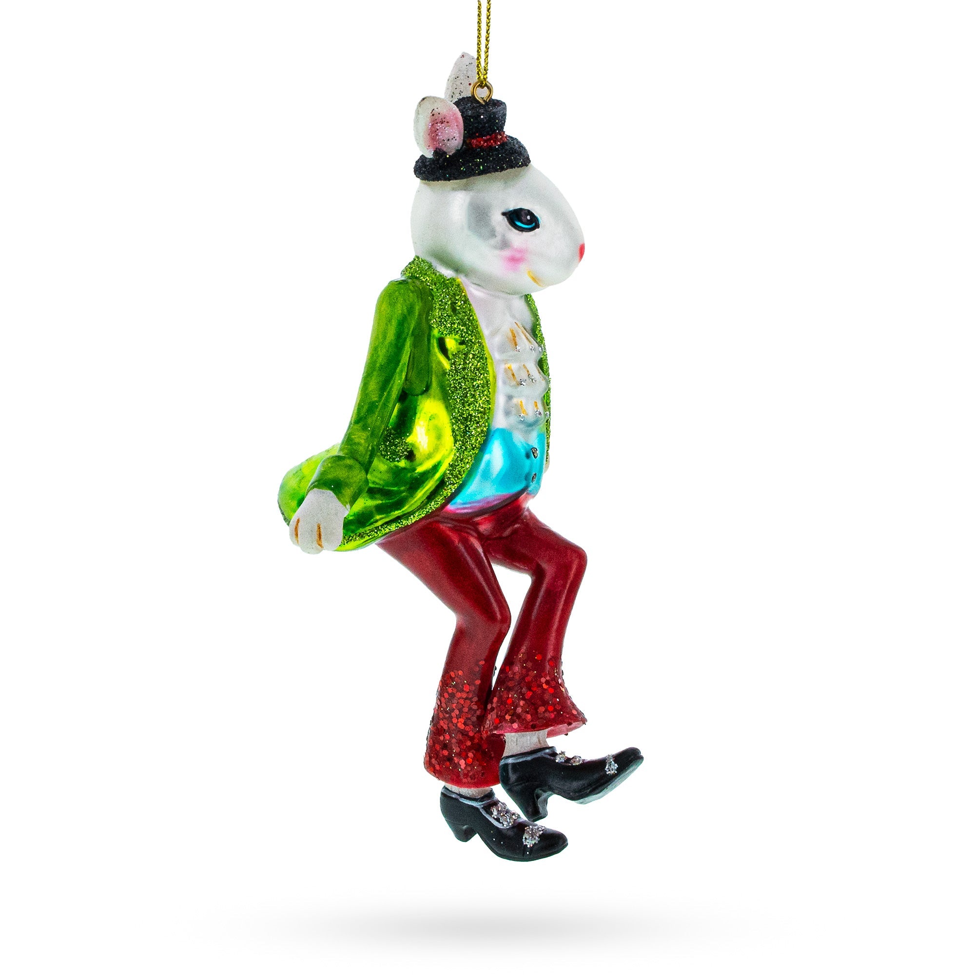 Alice in Wonderland A Dancing Hare Glass Christmas Ornament