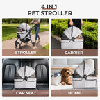 4-Wheel Foldable Pet Stroller for Dogs and Cats