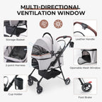 4-Wheel Foldable Pet Stroller for Dogs and Cats