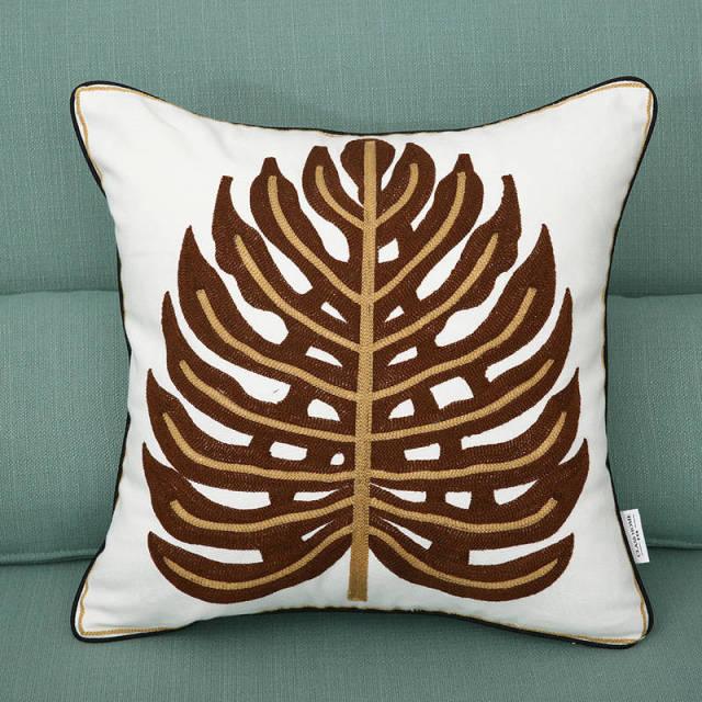 Ethnic Floral Embroidered Pillow Cover Vintage Style Cushion Cover Handmade Cavans Pillow Cases For Sofa Couch Chair Handmade Cotton Cover for Throw Pillows with Beautiful Modern Floral Patterns and Invisible Zipper 45x45cm