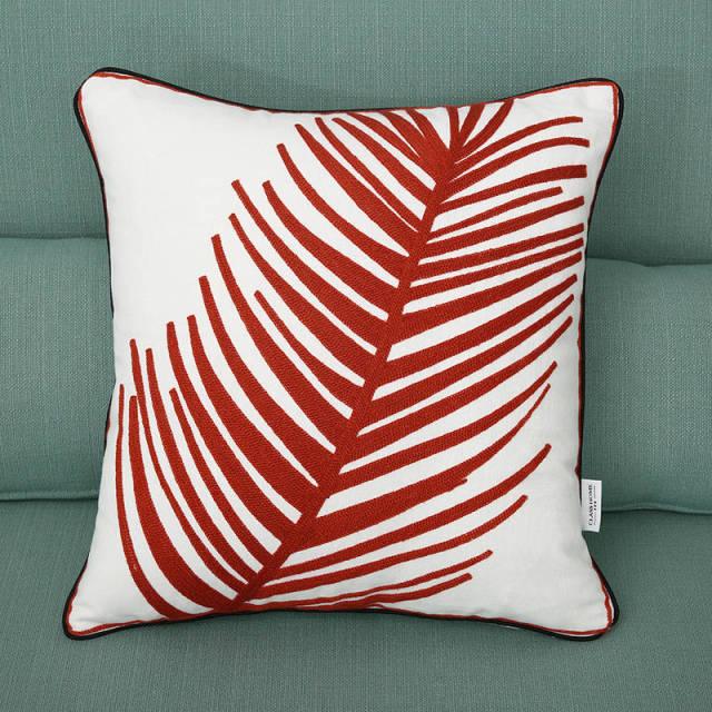 Ethnic Floral Embroidered Pillow Cover Vintage Style Cushion Cover Handmade Cavans Pillow Cases For Sofa Couch Chair Handmade Cotton Cover for Throw Pillows with Beautiful Modern Floral Patterns and Invisible Zipper 45x45cm