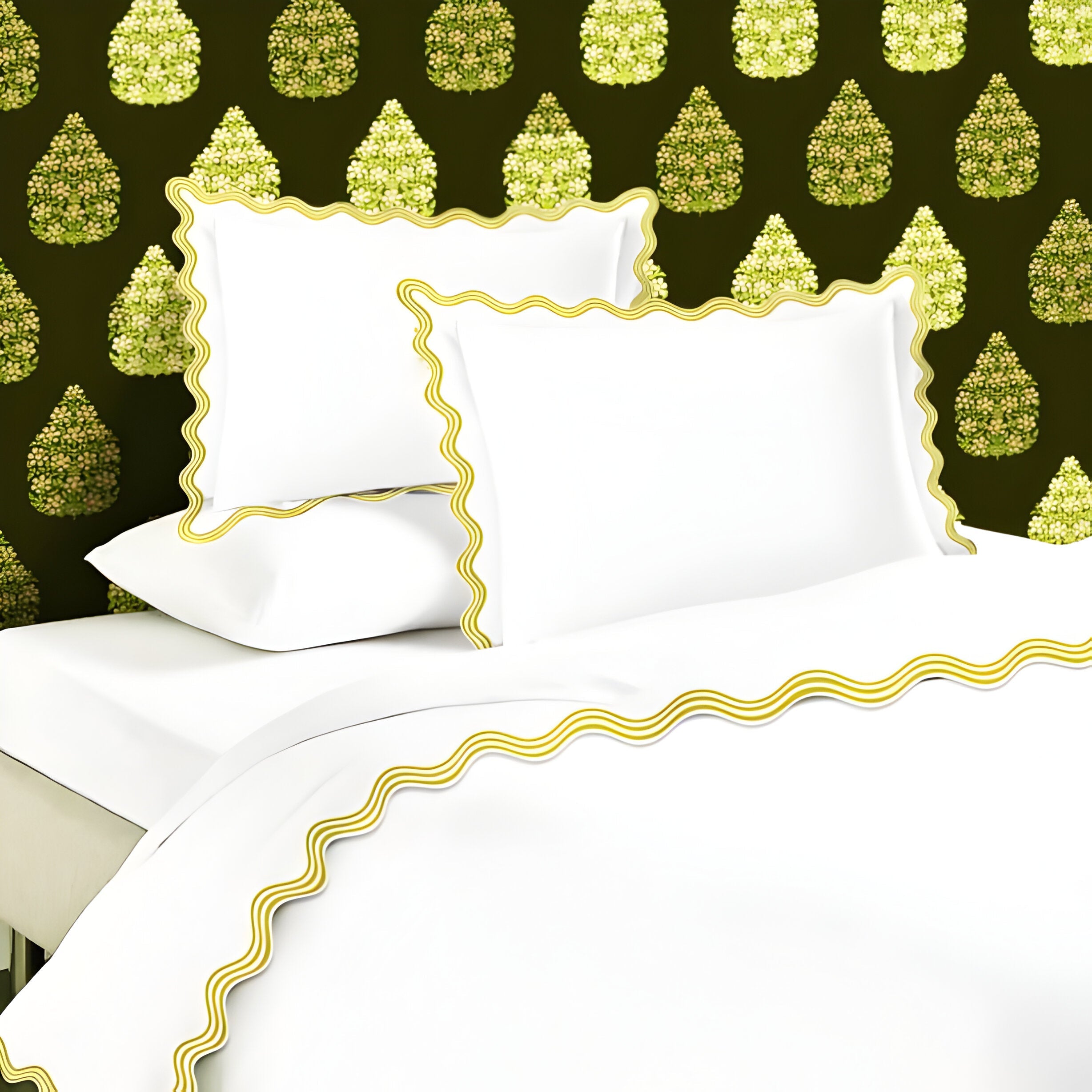 400TC Cotton Sateen Triple Scallop Embroidery Duvet Cover Set