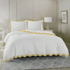 400TC Cotton Sateen Triple Scallop Embroidery Duvet Cover Set