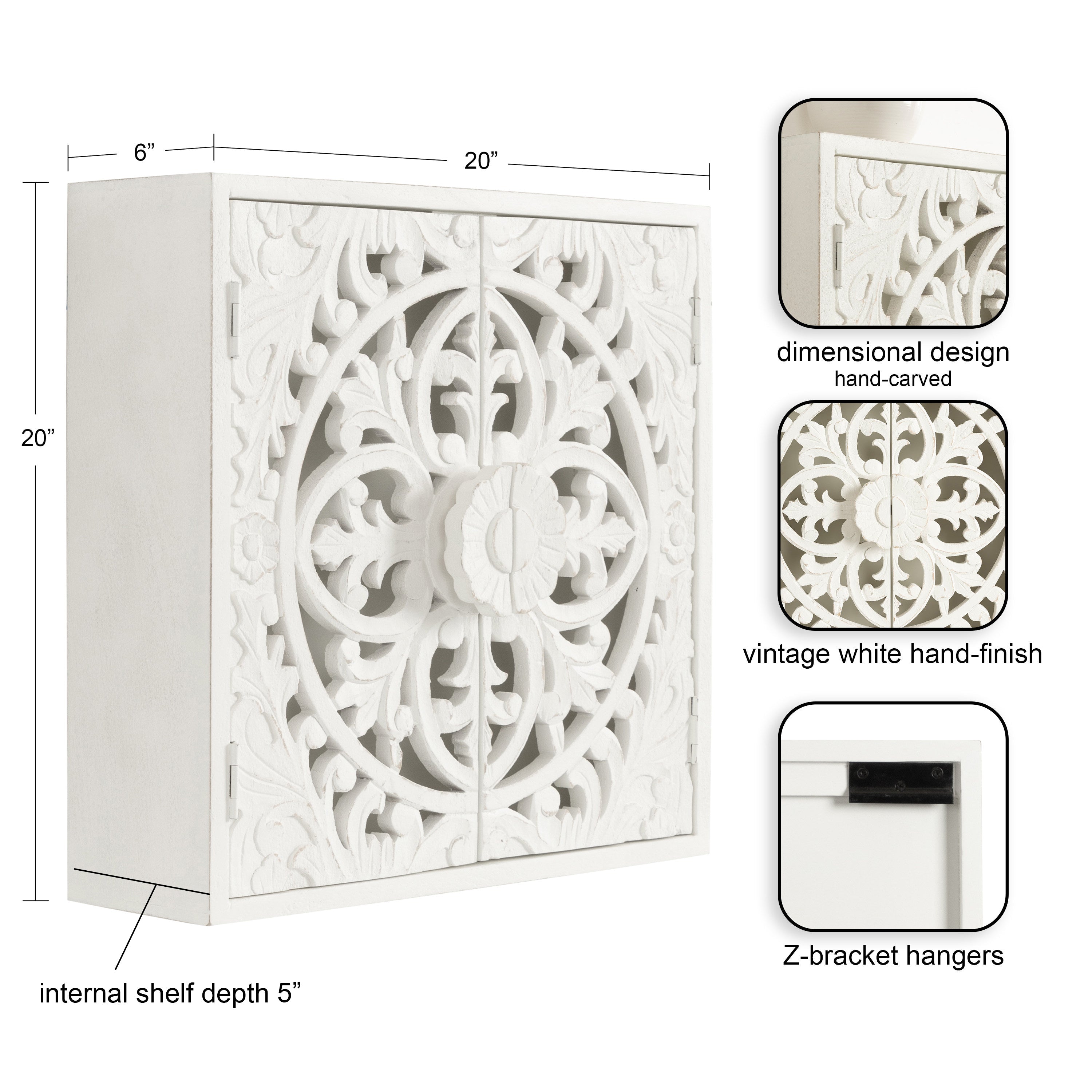 Saanvi Carved Wood Wall Cabinet