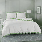 400TC Cotton Sateen Triple Scallop Embroidery Duvet Cover Set