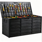 75 Gallon Heavy-Duty Outdoor Deck Box – Waterproof Patio Storage Box with Hinged Lid, Lockable & Easy Assembly