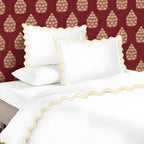 400TC Cotton Sateen Triple Scallop Embroidery Duvet Cover Set