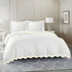 400TC Cotton Sateen Triple Scallop Embroidery Duvet Cover Set