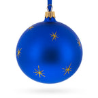 Hockey Player in Action on Blue Glass Ball Christmas Sports Ornament 4 Inches