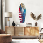 Surfboard Stars And Stripes American Eagle Glass Wall Art