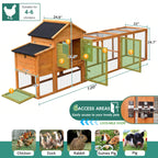 Large 122-Inch Chicken Coop With Run, Nest Box & Removable Tray For 4-6 Hens (SAK19542)