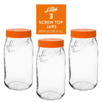 Le Parfait Screw Top Jars, French Glass Storage Jars with Colorful Airtight Screw Lids