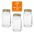 Le Parfait Screw Top Jars, French Glass Storage Jars with Colorful Airtight Screw Lids