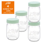 Le Parfait Screw Top Jars, French Glass Storage Jars with Colorful Airtight Screw Lids