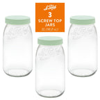 Le Parfait Screw Top Jars, French Glass Storage Jars with Colorful Airtight Screw Lids