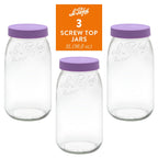 Le Parfait Screw Top Jars, French Glass Storage Jars with Colorful Airtight Screw Lids