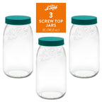 Le Parfait Screw Top Jars, French Glass Storage Jars with Colorful Airtight Screw Lids
