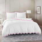 400TC Cotton Sateen Triple Scallop Embroidery Duvet Cover Set