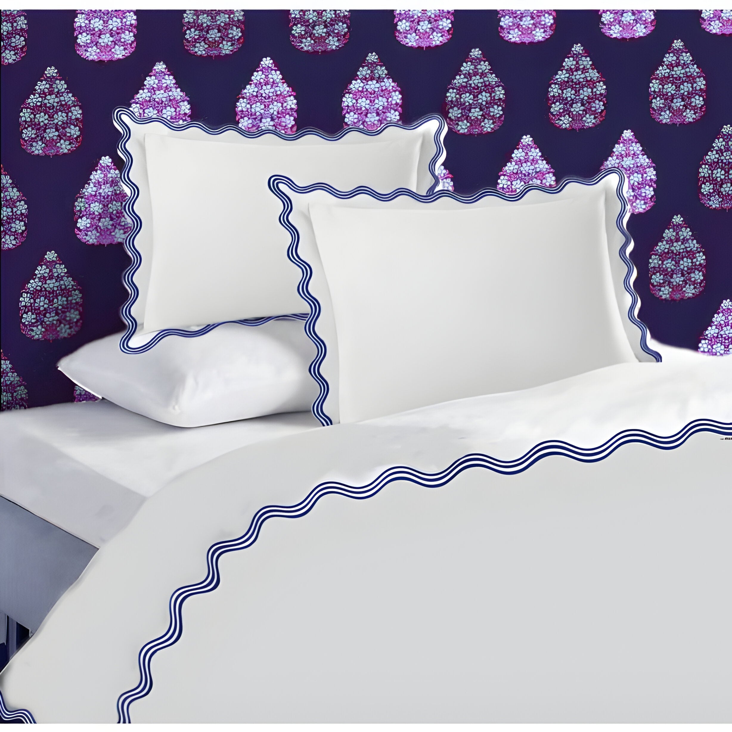 400TC Cotton Sateen Triple Scallop Embroidery Duvet Cover Set