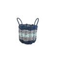Navy Blue, Gray & Seafoam Five Stripe Rope Basket