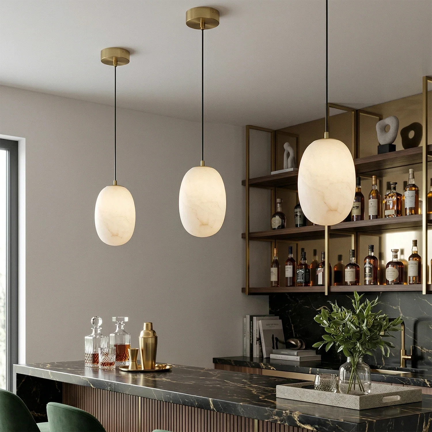 Oval Alabaster Pendant Light