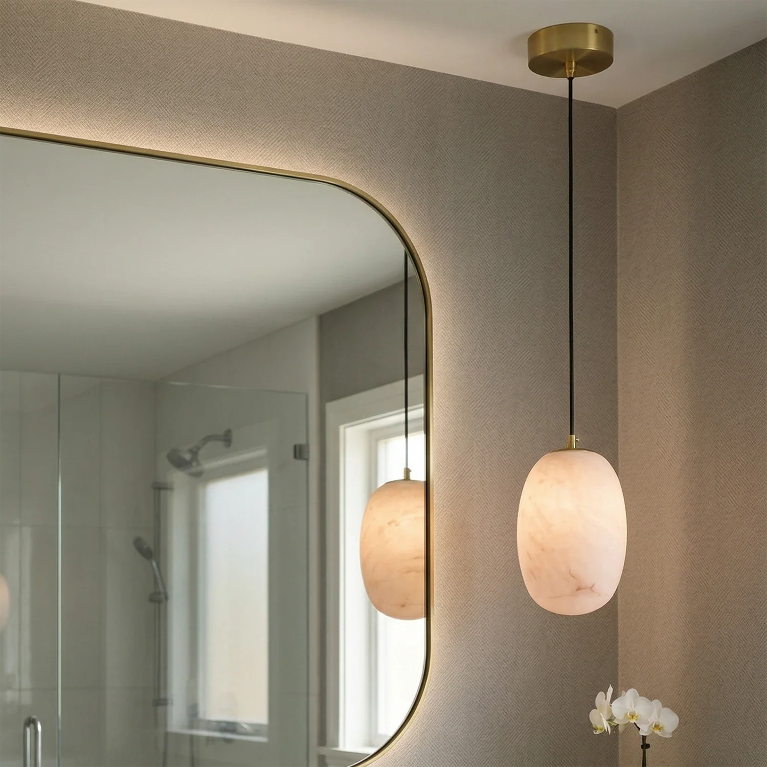 Oval Alabaster Pendant Light