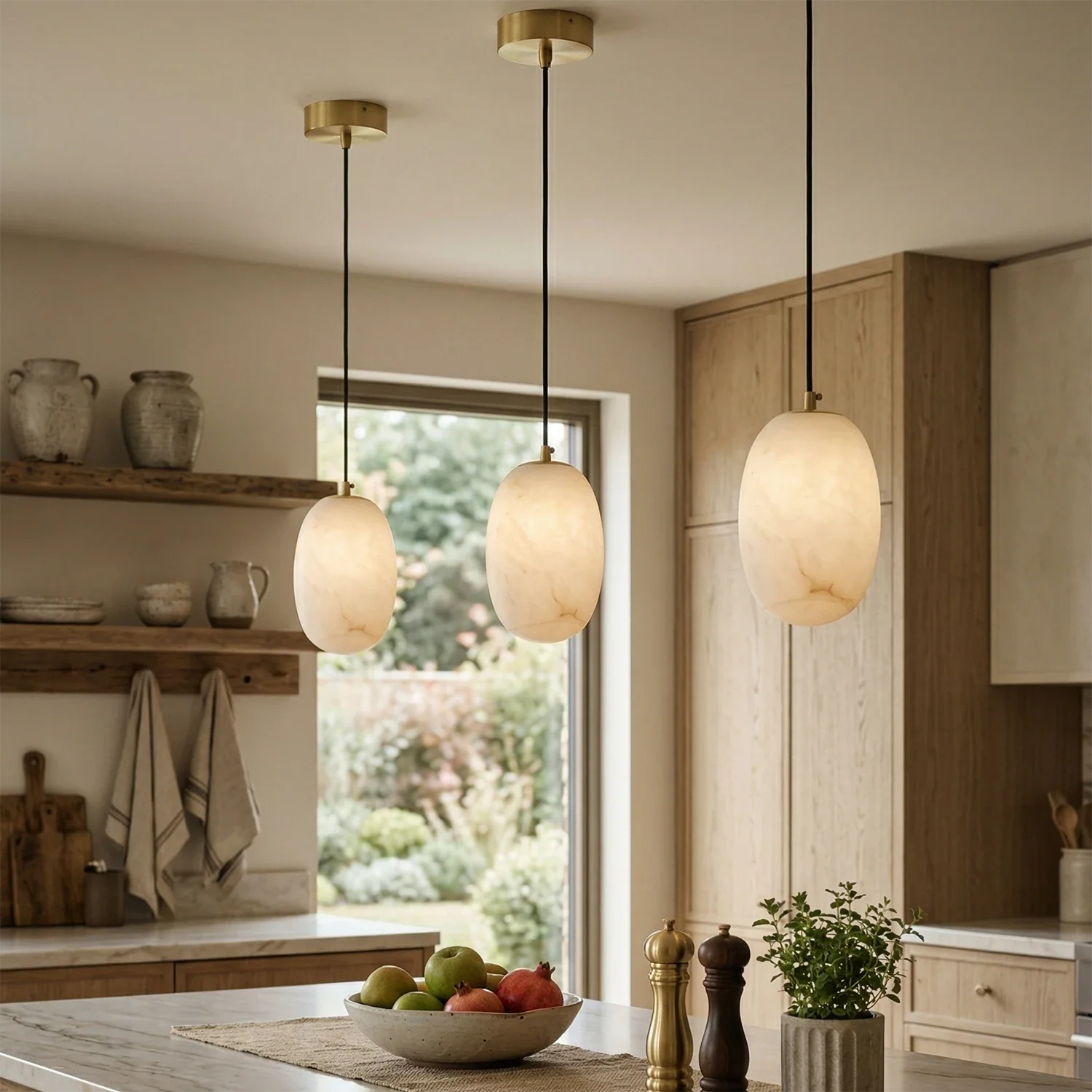 Oval Alabaster Pendant Light