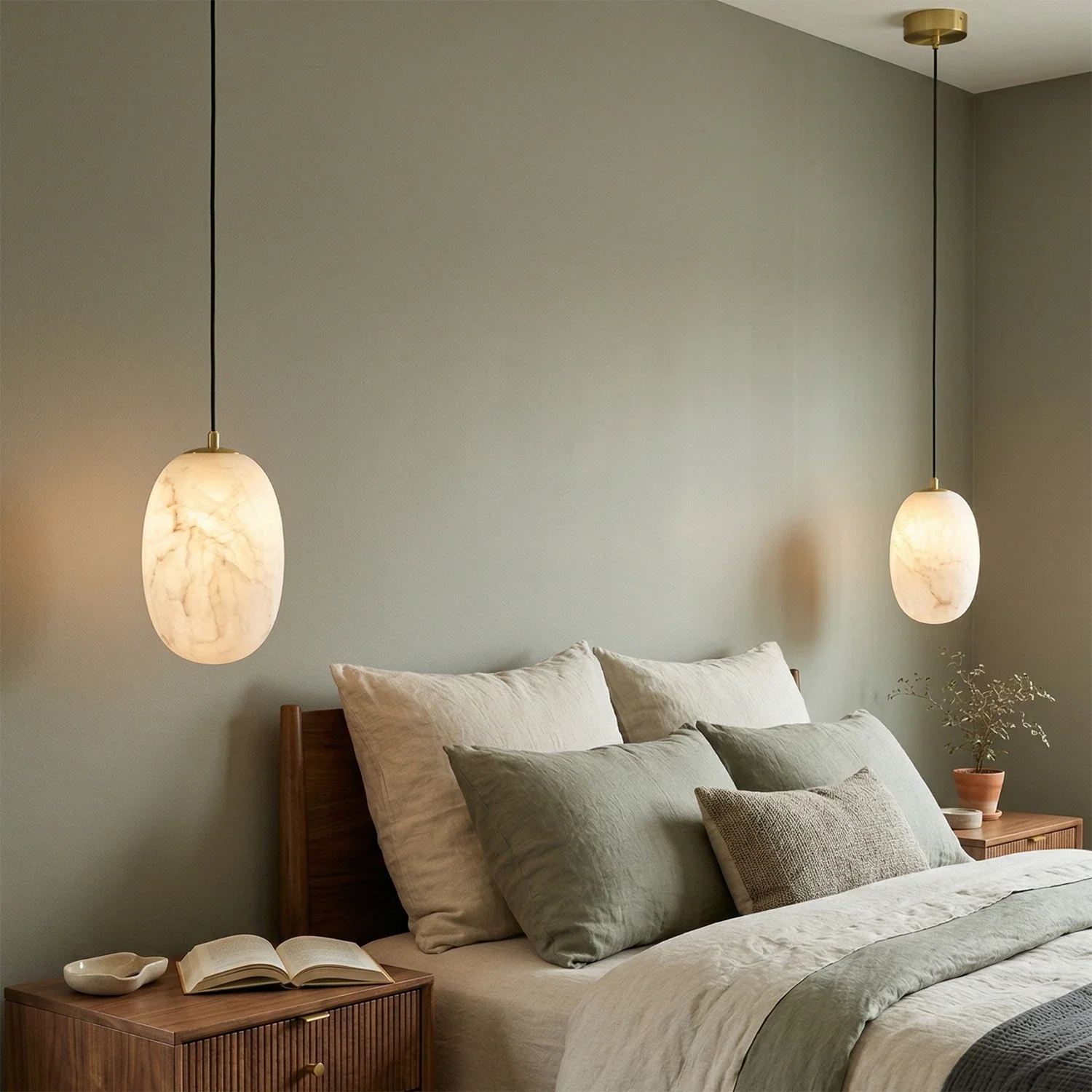 Oval Alabaster Pendant Light