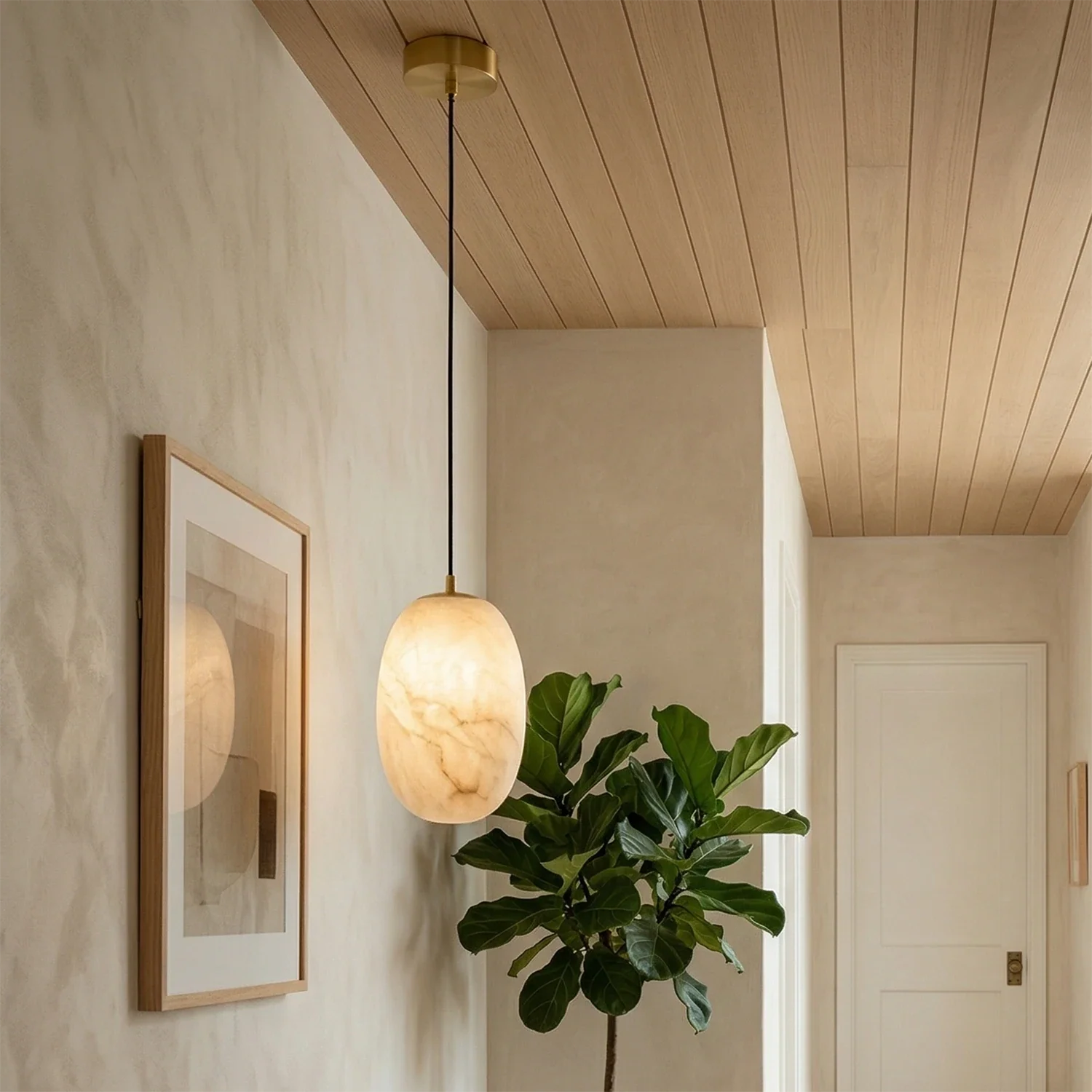 Oval Alabaster Pendant Light