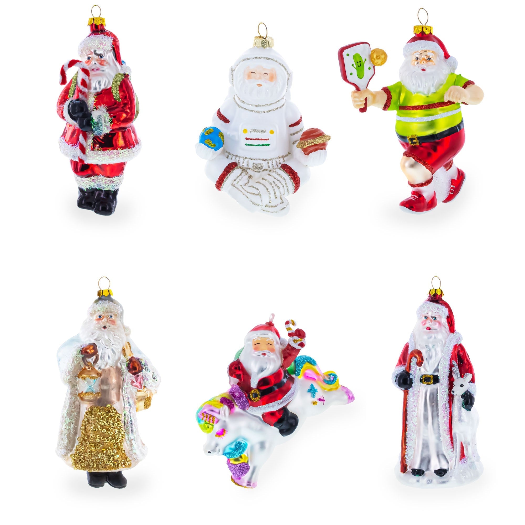 Angler Santa with Catch of the Day Glass Christmas Ornament