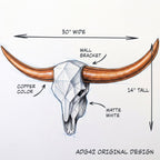 ADG42 Modern Large Steer Skull and Horns Wall Art | 30"