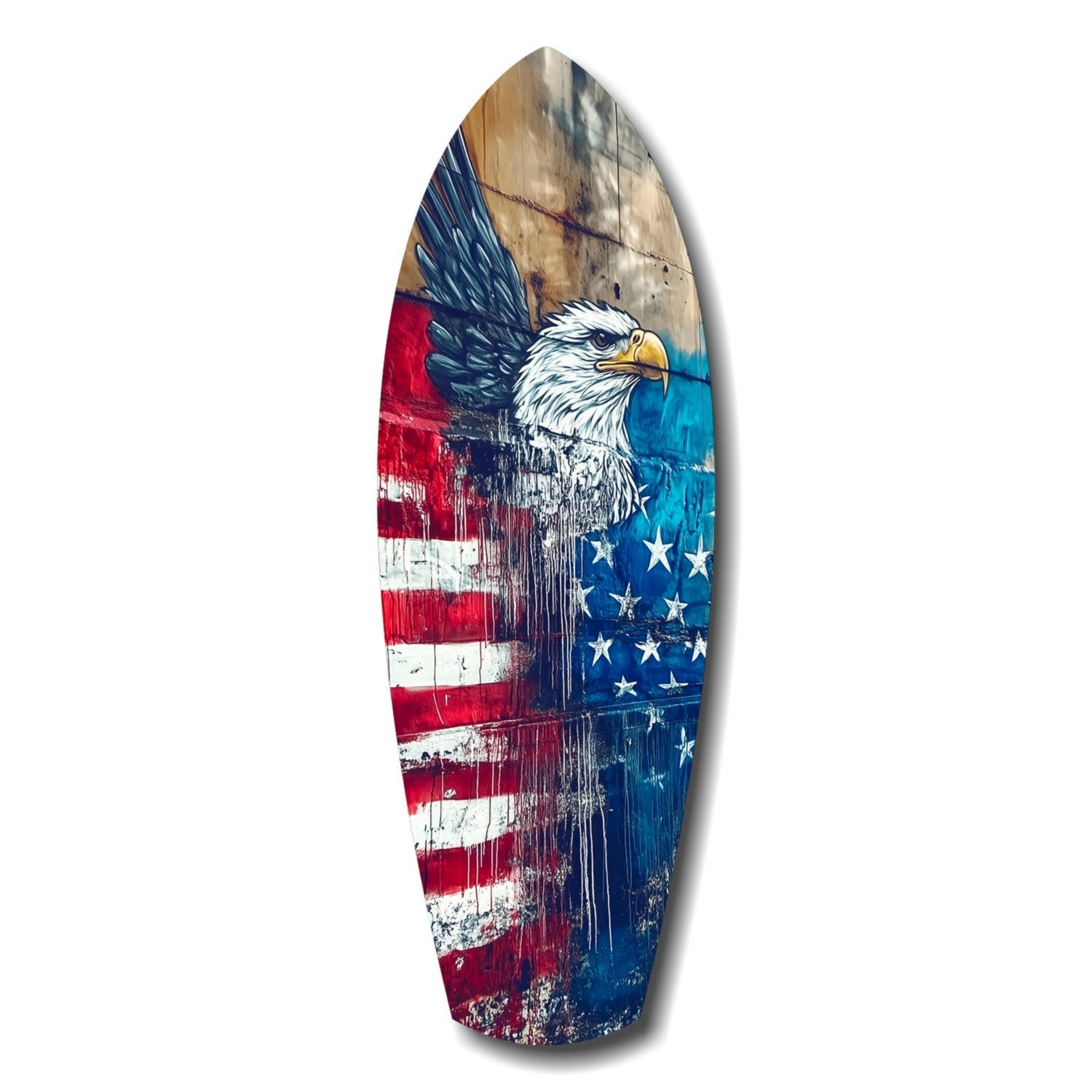 Surfboard Stars And Stripes American Eagle Glass Wall Art