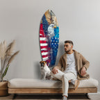Surfboard Stars And Stripes American Eagle Glass Wall Art