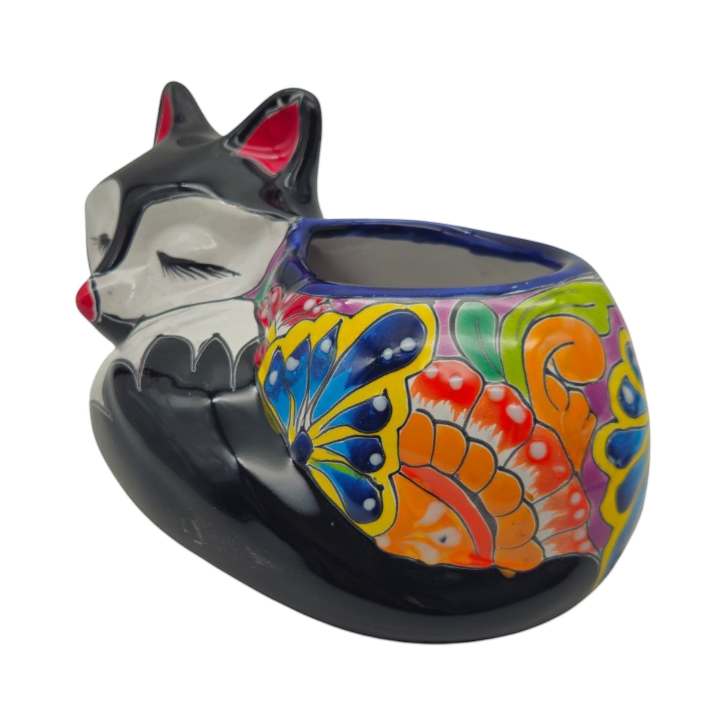 Talavera Sleeping Fox Planter | Hand-Painted Mexican Pottery
