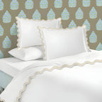 400TC Cotton Sateen Triple Scallop Embroidery Duvet Cover Set