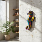 Alebrije Seahorse Figurine | Vibrant Ocean Wall Art