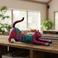 Alebrije Stretching Cat Figurine | Colorful Mexican Art