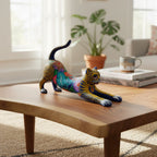 Alebrije Stretching Cat Figurine | Colorful Mexican Art