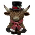 Resin Holiday Highland Cow  - Red Scarf