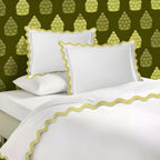 400TC Cotton Sateen Triple Scallop Embroidery Duvet Cover Set