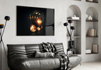 Glowing Heart Ace And Golden Dice Glass Wall Art